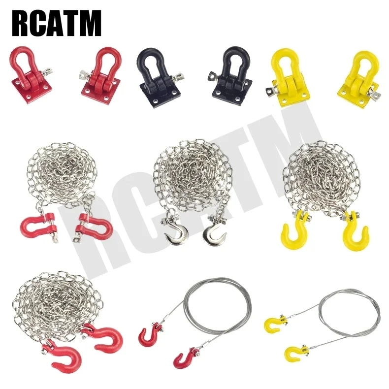 

Metal Trailer Hook Rescue Chain Decoration For 1/10 RC Crawler Car TRX4 G63 D90 Axial Scx10 III Wraith Tamiya VS4