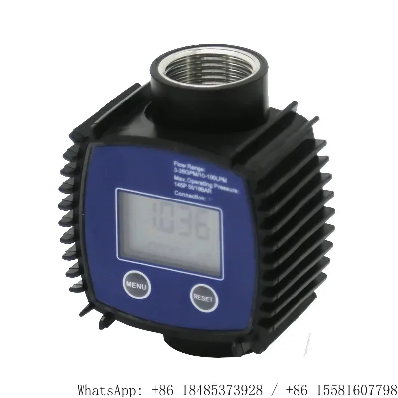 K24 Stainless Steel Thread Turbine Flow Counter PPS Internal Gear Digital Gauge for Water Urea Diesel Liquid Volume Calculation
