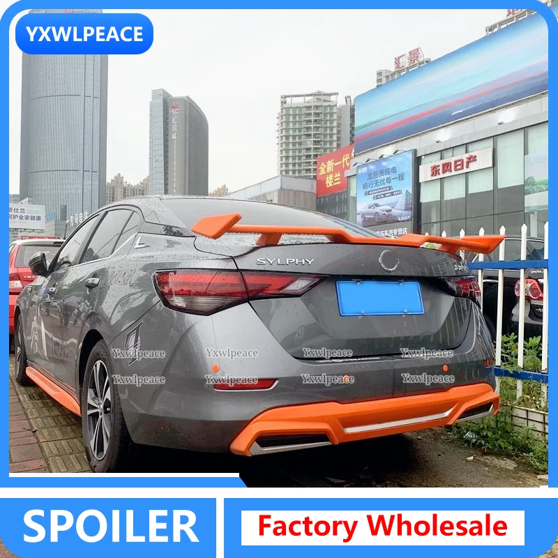 

For Nissan Sentra Sylphy 2020 2021 ABS Material Car Rear Wing Trim Primer Color Rear Trunk Spoiler Sports Kit Accessories