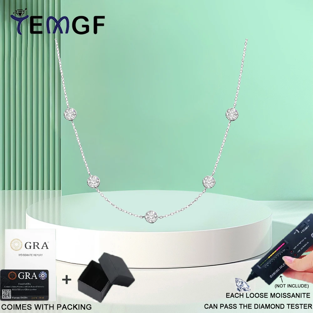 

TEMGF Full 5mm Moissanite Necklace GRA Certification S925 Sterling Silver Chain for Women Elegant Fashion Birthday Fine Jewelry