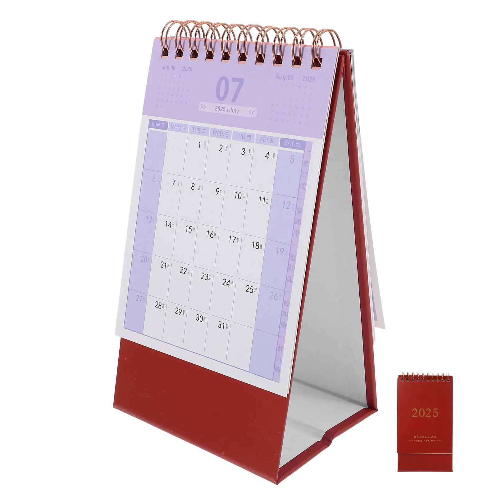 

2024-2025 Mini Desk Calendar Simple Fresh Flip Calendar with Metal Double Wire Binding Compact Vertical Display for Office