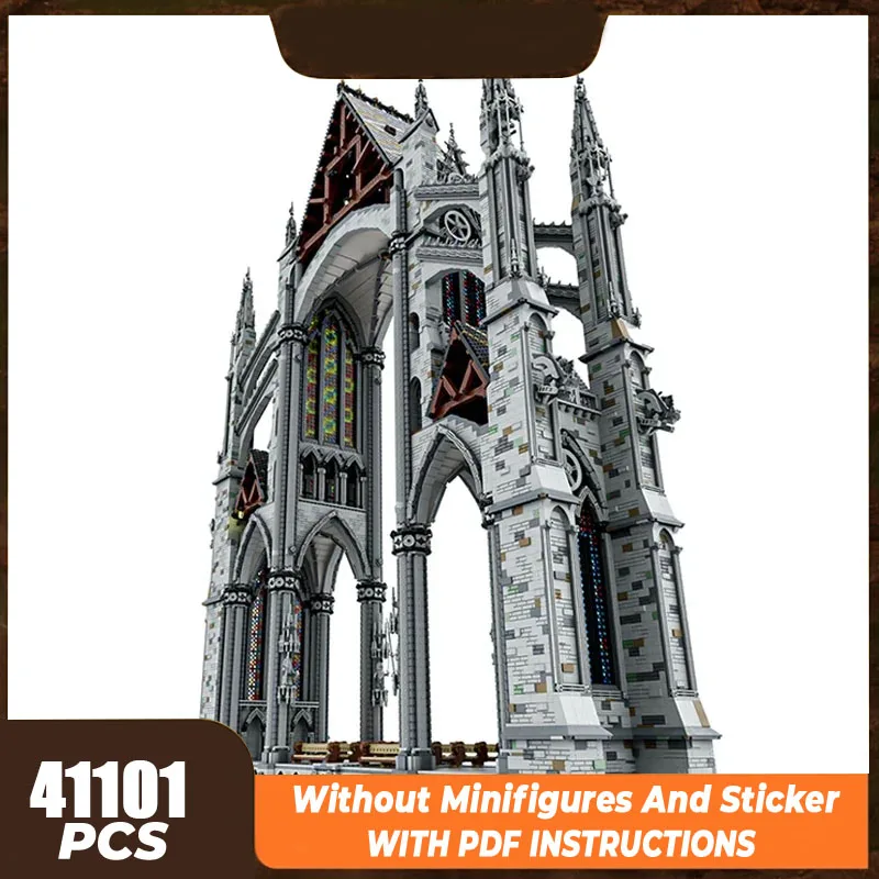 Medieval Street View Model Moc Building Bricks Gothic Cathedral Technology Modular Blocks Gifts Christmas Toys DIY Sets Assembly