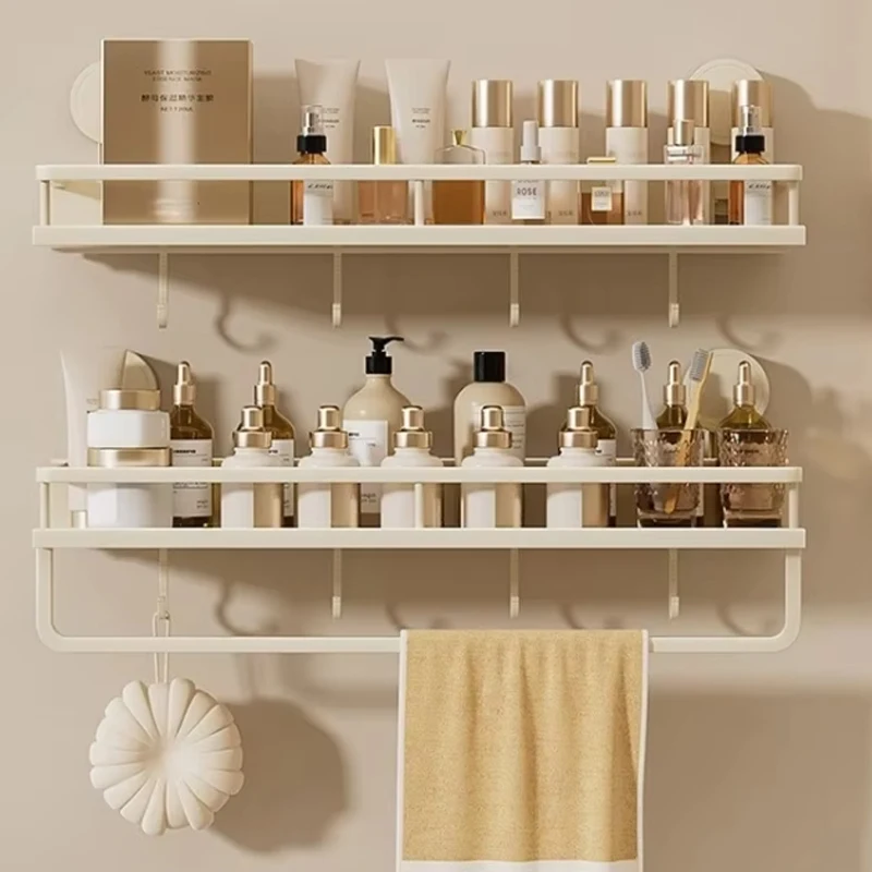 Toilettenregal ohne Bohren, Saugnapf, Badezimmer, Waschraum, Waschbecken, Badezimmer, frei perforiertes, an der Wand montiertes Lagerregal