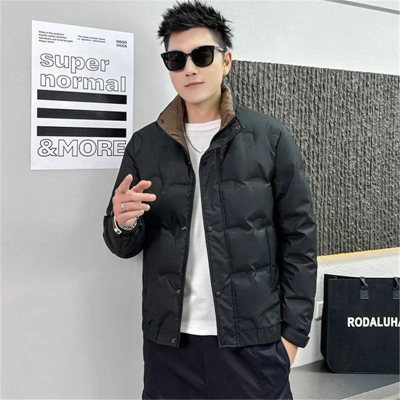

High-end Winter Down Jacket Men Clothing Trend Light Thin Warm Stand-up Collar White Duck Down Coat Jackets Windproof Outerwear