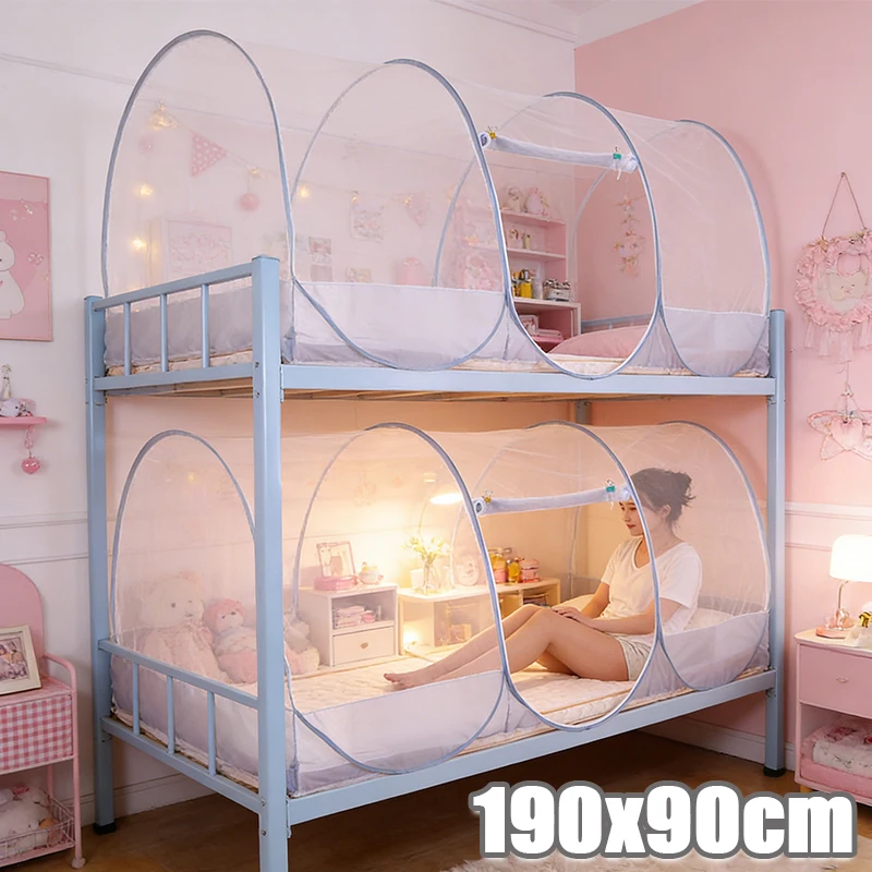 360° Full Protection Mosquito Net Spacious PopUp Bed Tent NoPole Foldable Design Breathable Mesh Bed Canopy for Bedroom Camping