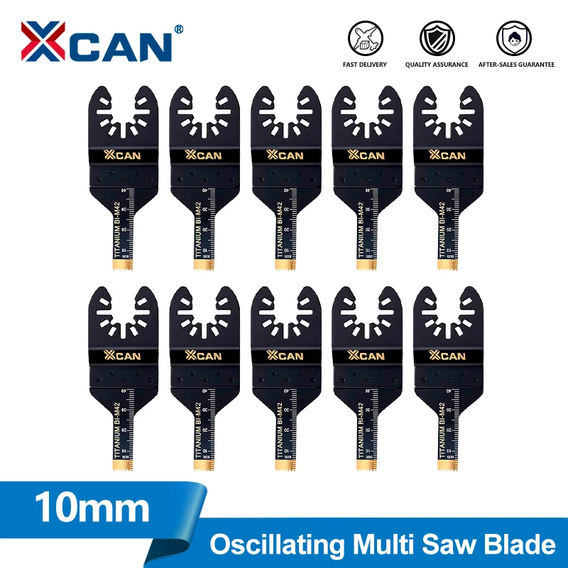 XCAN 1/2/5/10pcs Titanium Oscillating Saw Blades HSS Multi Tool Blades Straight Scale Saw Blades For Wood Plastic Metal Cutting