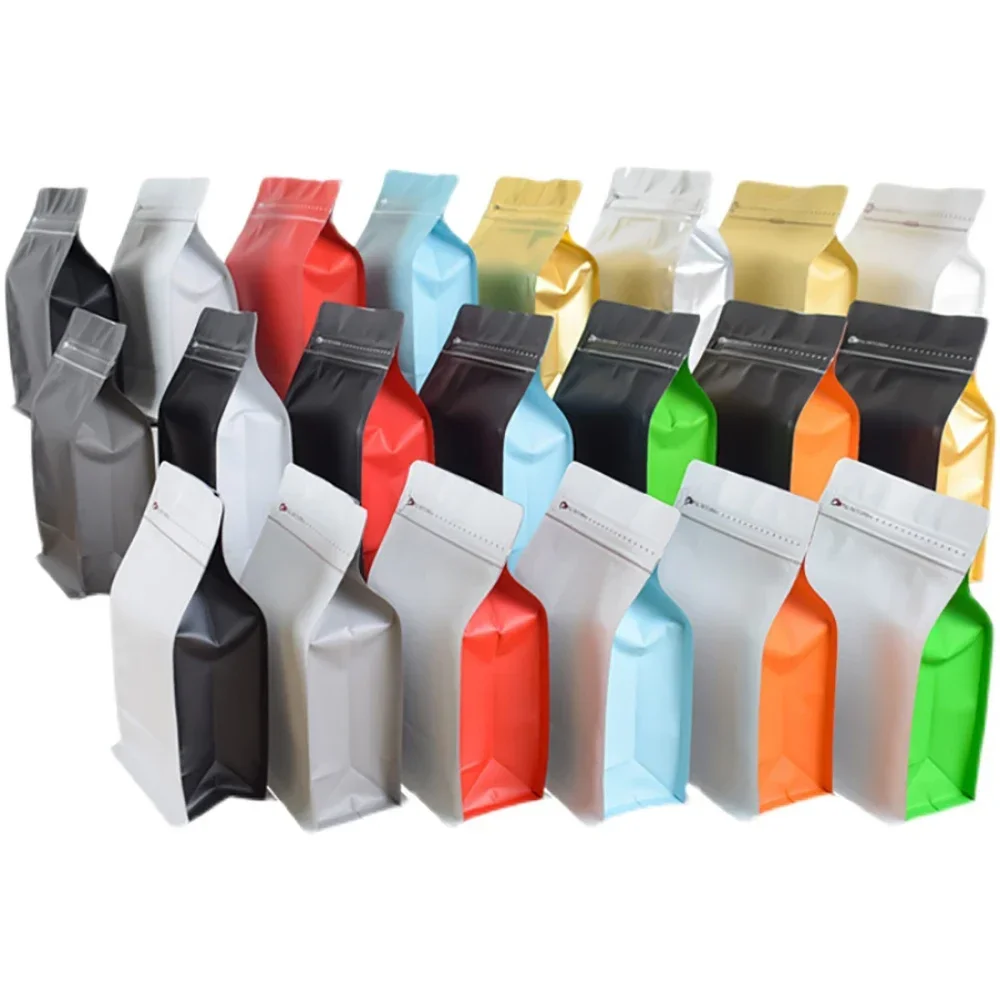 100pcs Smell Proof Light Aluminium Foil Plastic Colored ZipLock Packing 250g Coffee Bean Tea Nut Packaging Bags With Valve