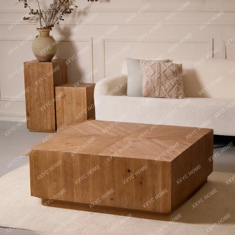 Solid wood square small tea table living room sofa front B & B home low table  retro style