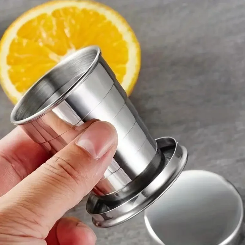 2-Pack - Collapsible Stainless Steel Cups (with Clip) - Perfect for Travel, Outdoor Activities, and Social Gatherings - Convenie