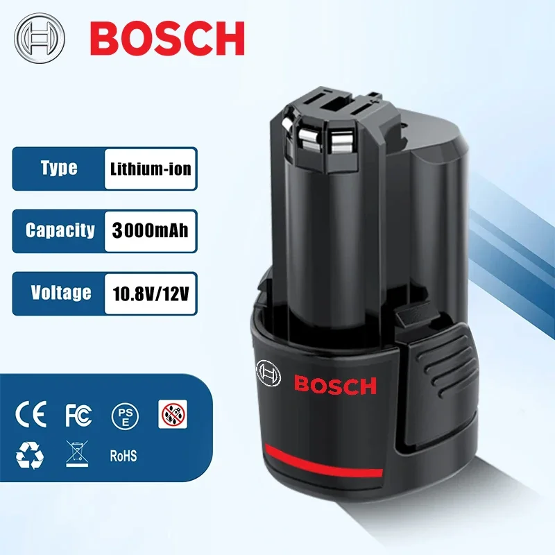 Bosch 12V 3.0Ah High‑Density Lithium‑ion Battery,BAT411 BAT411A BAT412 BAT412A BAT413With Battery Charger Included