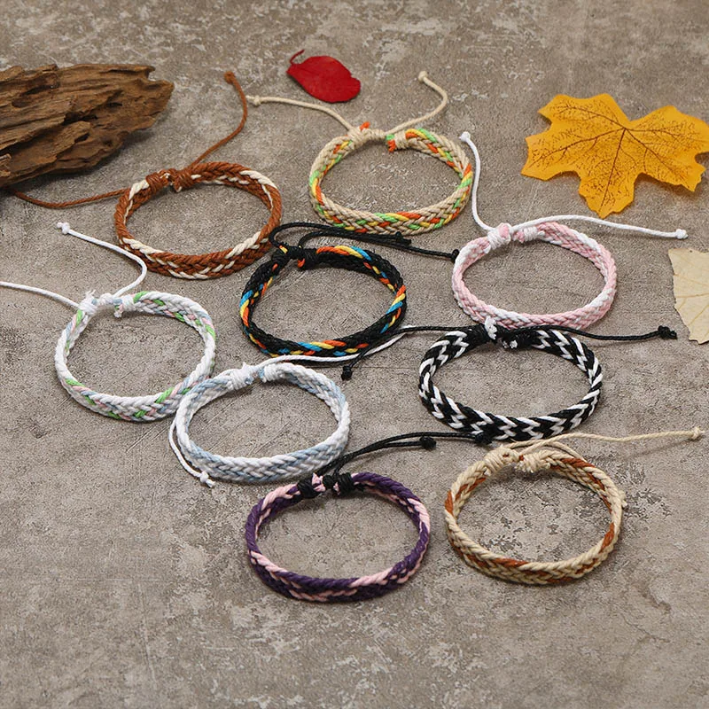 9Pcs/set Neutral rope cotton hand woven adjustable friendship bracelet couple jewelry