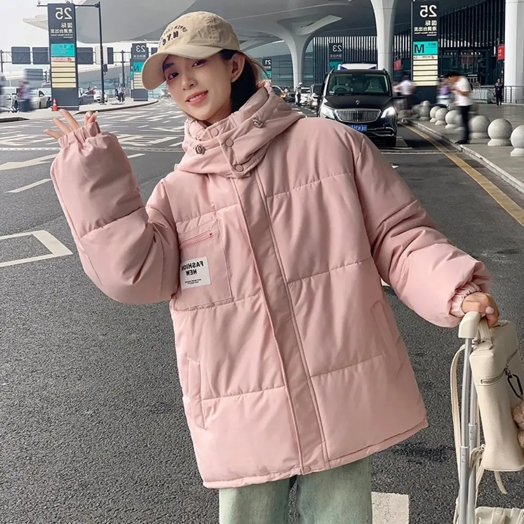 

Winter Thickened Loose Fashionable Cotton Jacket Student Outerwear Hooded Durable Down Cotton Coat Korean Style New Arrival