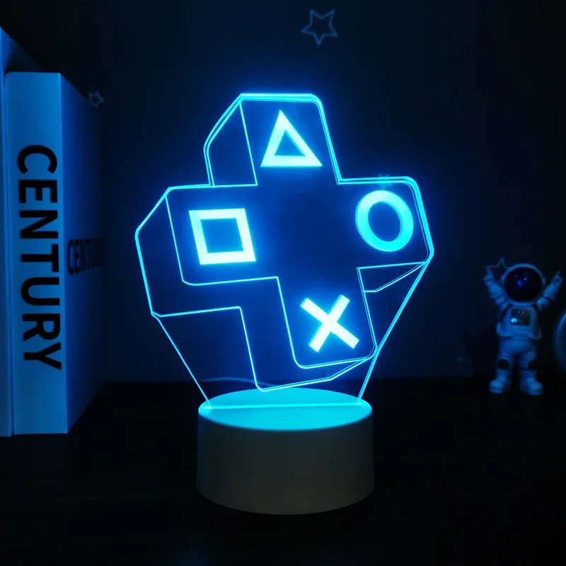 1PC gaming experience cross button 3D night light touch color LED light bedroom decoration atmosphere light