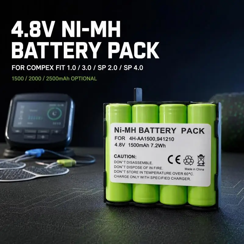 4H-AA1500 Ni-MH Rechargeable Battery Pack 4.8V 1500/2000/2500mAh for Compex Fit 1.0 Fit3.0 SP2.0 SP4.0 EMS Muscle Stimulato