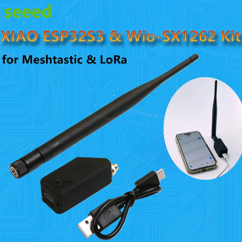 

Комплект XIAO ESP32S3 и Wio-SX1262 с 3D-корпусом для Meshtastic и LoRa, 868 МГц 915 МГц, внешняя антенна 2dBi с 3D-корпусом, WiFi BLE LoRa