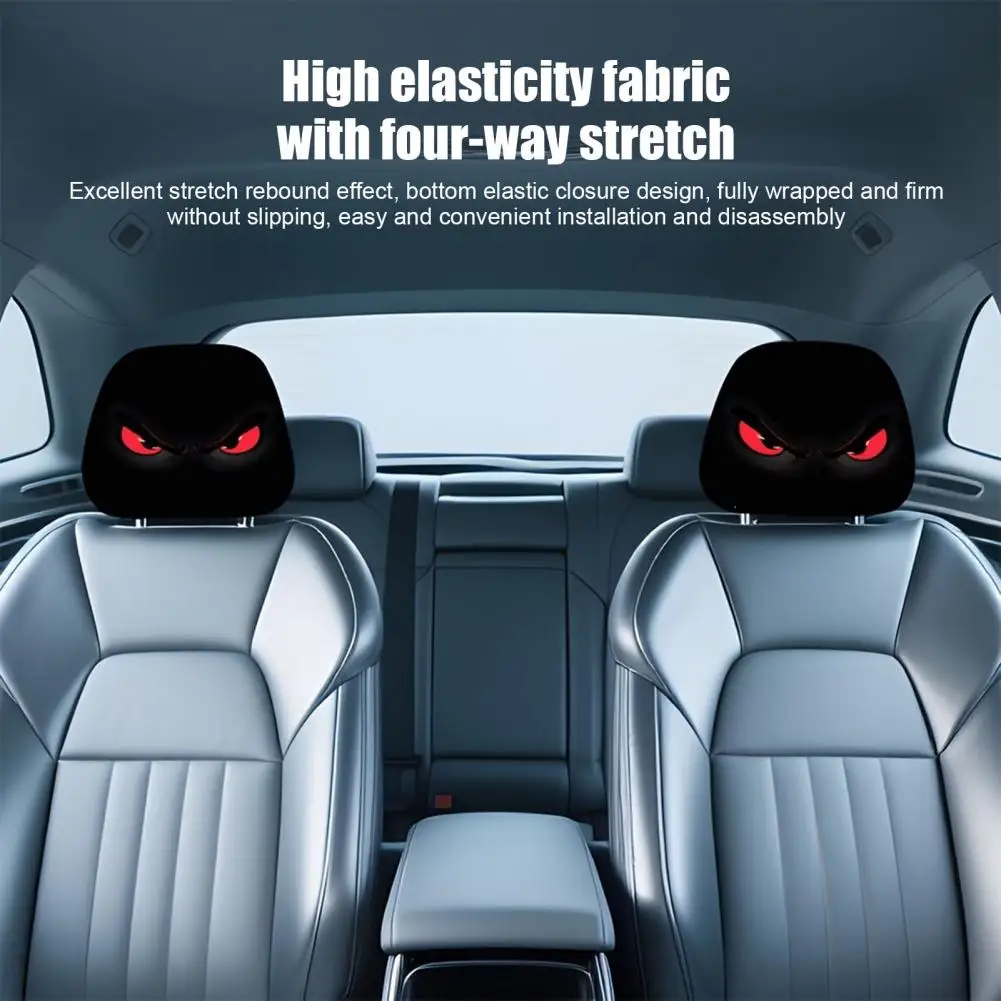 Breathable Fabric Headrest Covers 2pcs Evil Eye Car Headrest Covers Eye Print Seat Protectors Stretchable Breathable for Suv