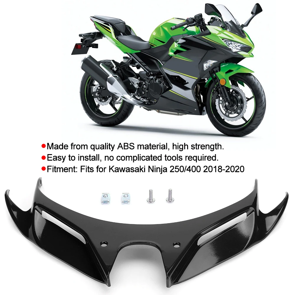 Front Fairing Aerodynamic Windshield Wing Cover Fits For Kawasaki Ninja 250/400 2018-2020Black