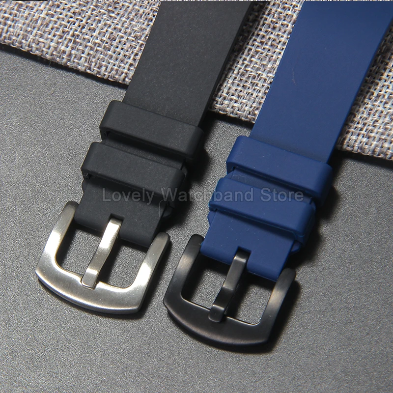 Silicone Watchband Black Green Orange for Tissot Hamilton Armani Flat Interface Special Buckle Easy-Clean Soft Sweat-Resistant