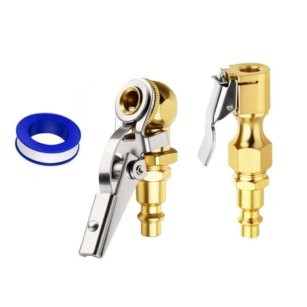 Locking Pneumatic Tire Chuck 1/4 FNPT Quick Connect Clip On Air Inflator Nozzle 2PCS For Car Truck Bike Valve Stem Maintenance