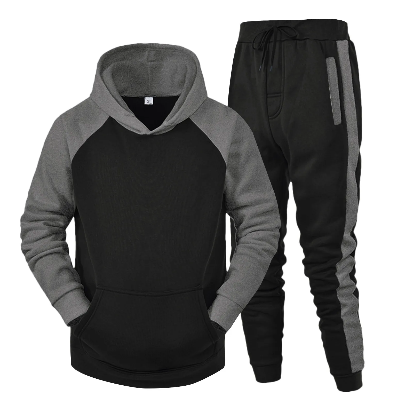 2024 Autumn Men's Sport Suits Patchwork  Long Sleeve Hoodies Sweatshirts+Pant Sets Casual 2 Piece Set Male Sweatpants Outfits