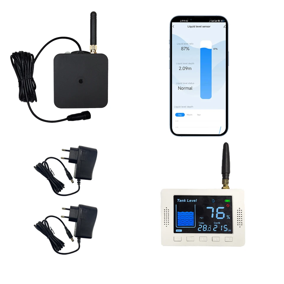 Automatic Liquid Measurement Level Gauge, Real‑Time Water Level Monitor & Alarm Indicator for Water Tank