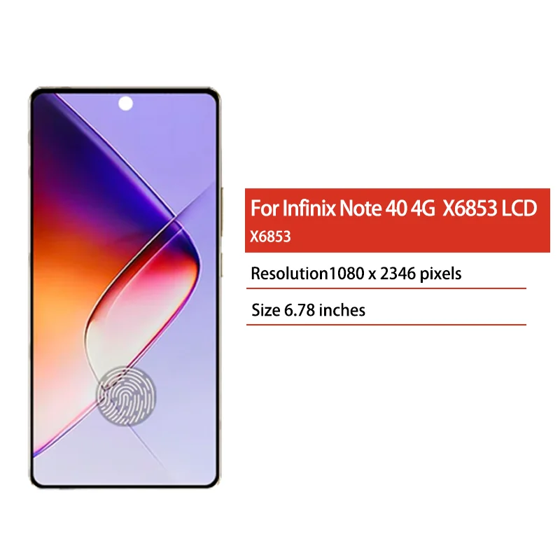 6.78' Super AMOLED For Infinix Note40 LCD For Infinix Note 40 4G LCD X6853 Display Touch Screen Digitizer Panel Assembly
