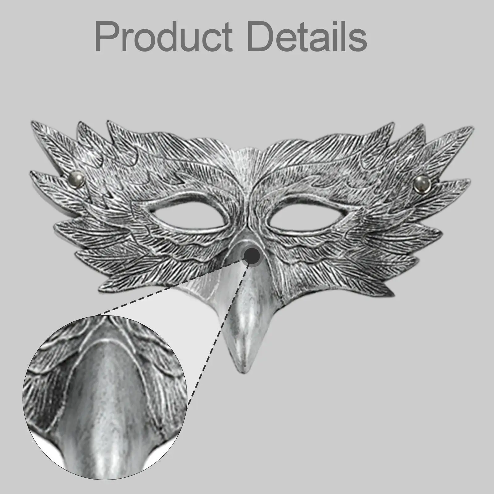 Half Face Eagle Mask Halloween Pu Foam Bird Costume Realistic Beak Cosplay Prop for Masquerade Carnival Adult Unisex