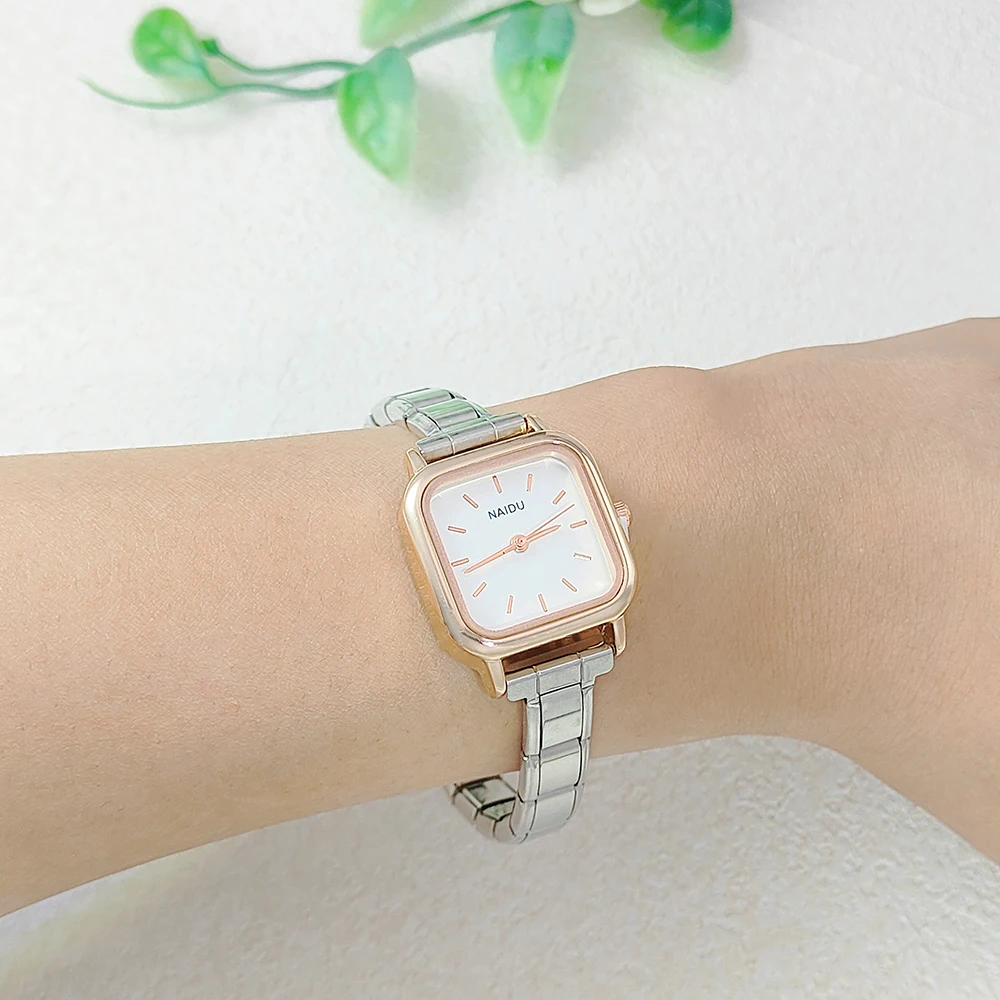 GEMOSA Trendy Stylish Square Quartz Watch Chic Minimalist Design Silver Color Stainless Steel Strap Party Birthday Daily Gift image 4