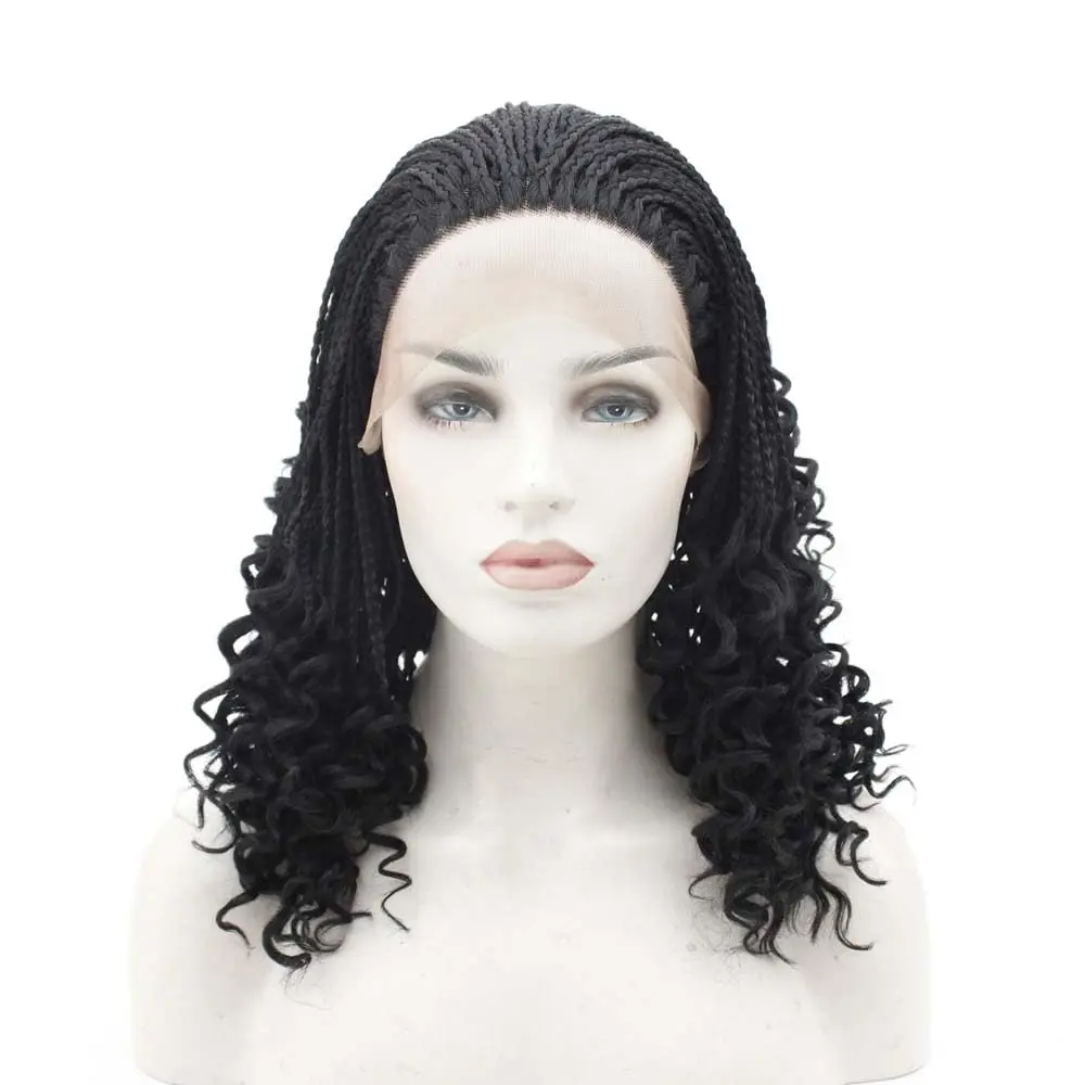 Sylvia 16 Inch Curly Braid Lace Front Synthetic Wig Heat Resistant Fiber Natural Looking Hair Replacement for Women