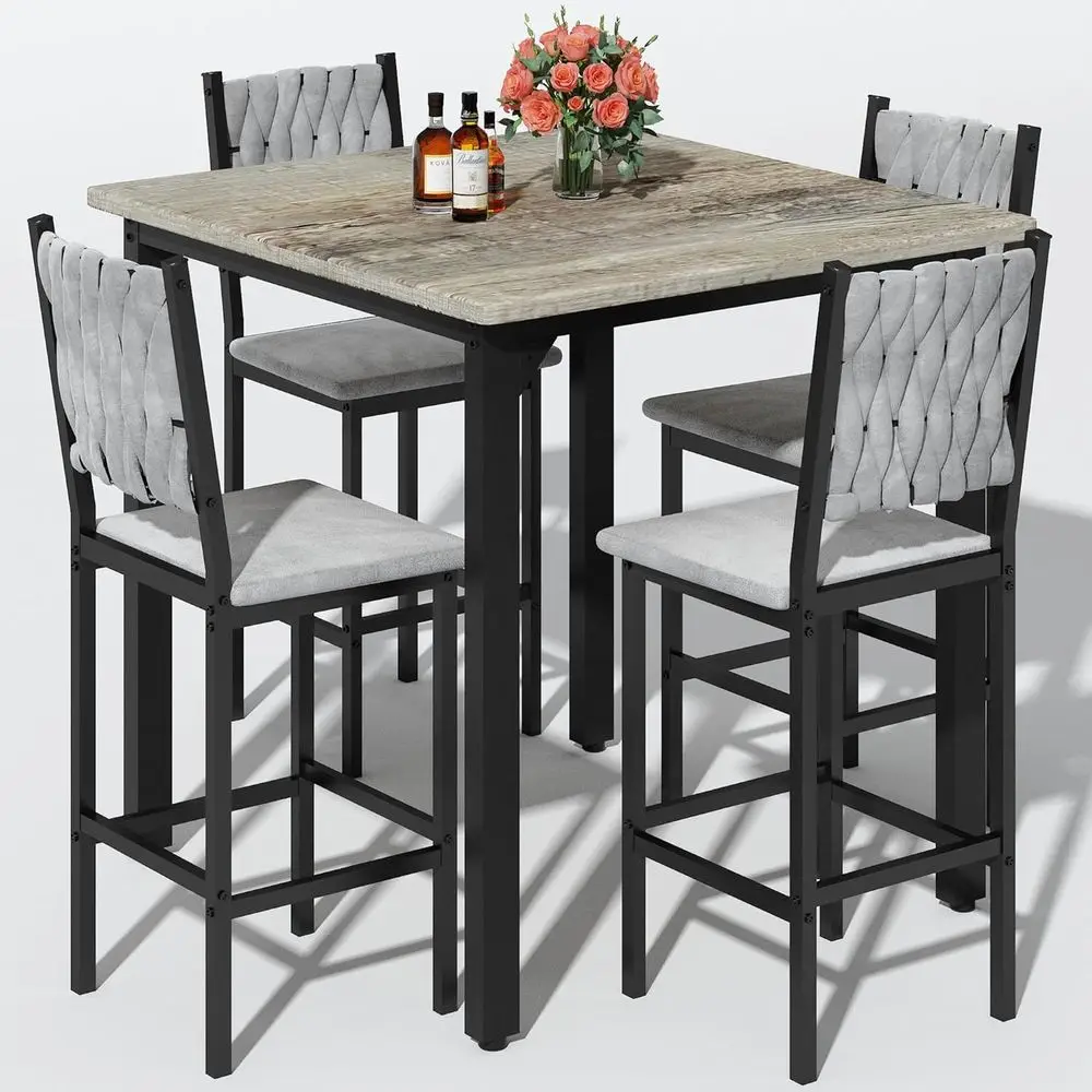 

Gray Velvet Chairs 5-Piece Dining Set for Compact Spaces
