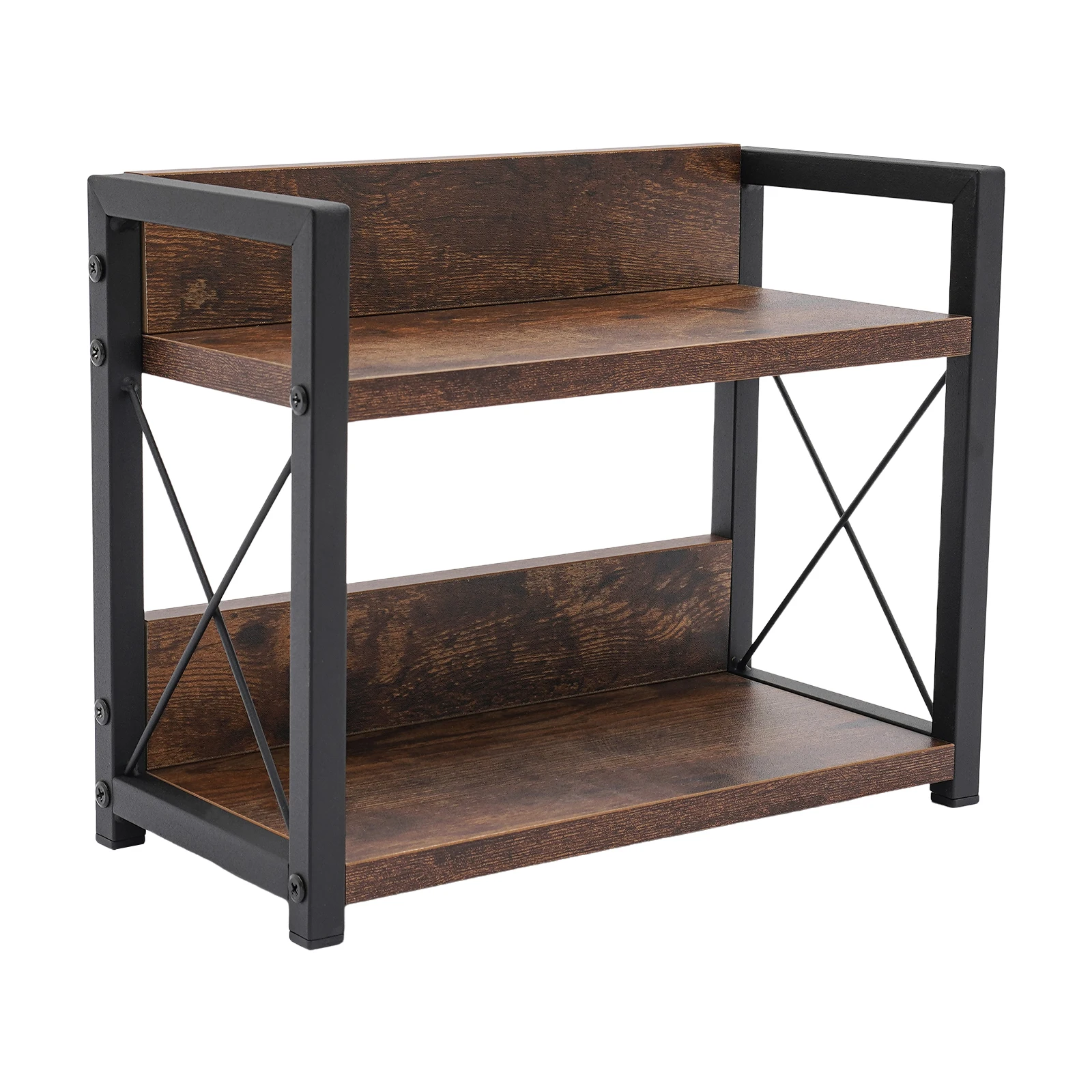 2-stöckiges Gewürzregal aus Holz, Küchenregal, Arbeitsplatten-Aufbewahrung, Gewürzorganizer, Stehendes Regal für Küche, Esszimmer, Büro, Vintage Braun