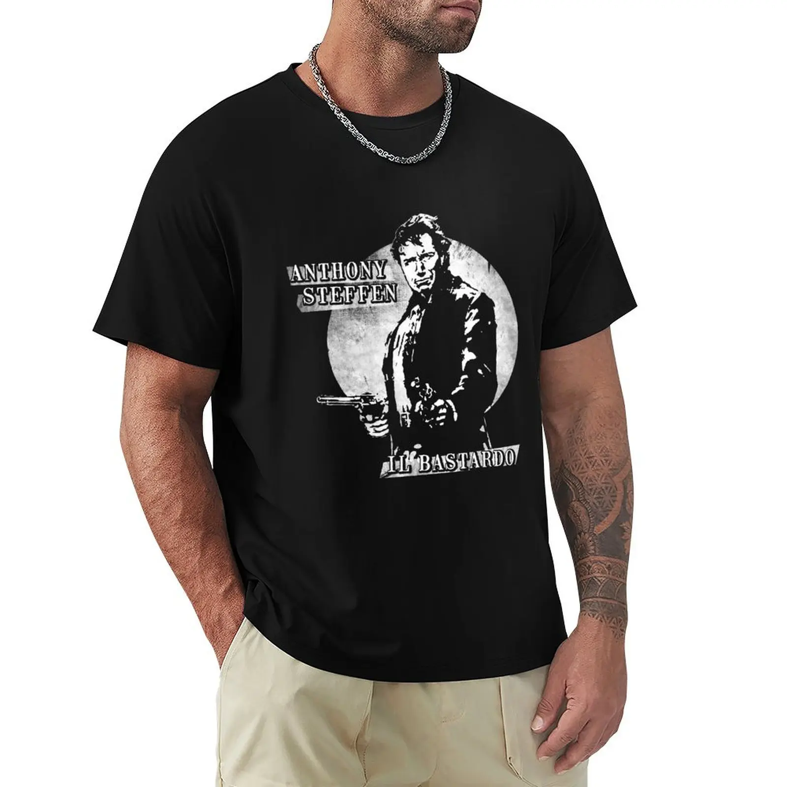 Camiseta Anthony Steffen Il Bastardo Spaghetti Western, estilo casual para festivales, manga corta