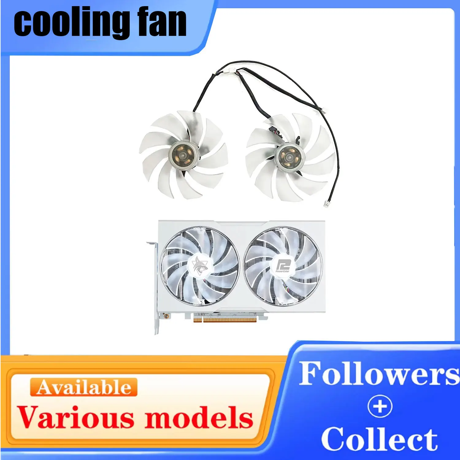 NEW 95MM 4PIN FD10015H12D RX 6650 GPU FAN For PowerColor Hellhound Spectral White AMD Radeon™ RX 6650 XT 8GB GDDR6