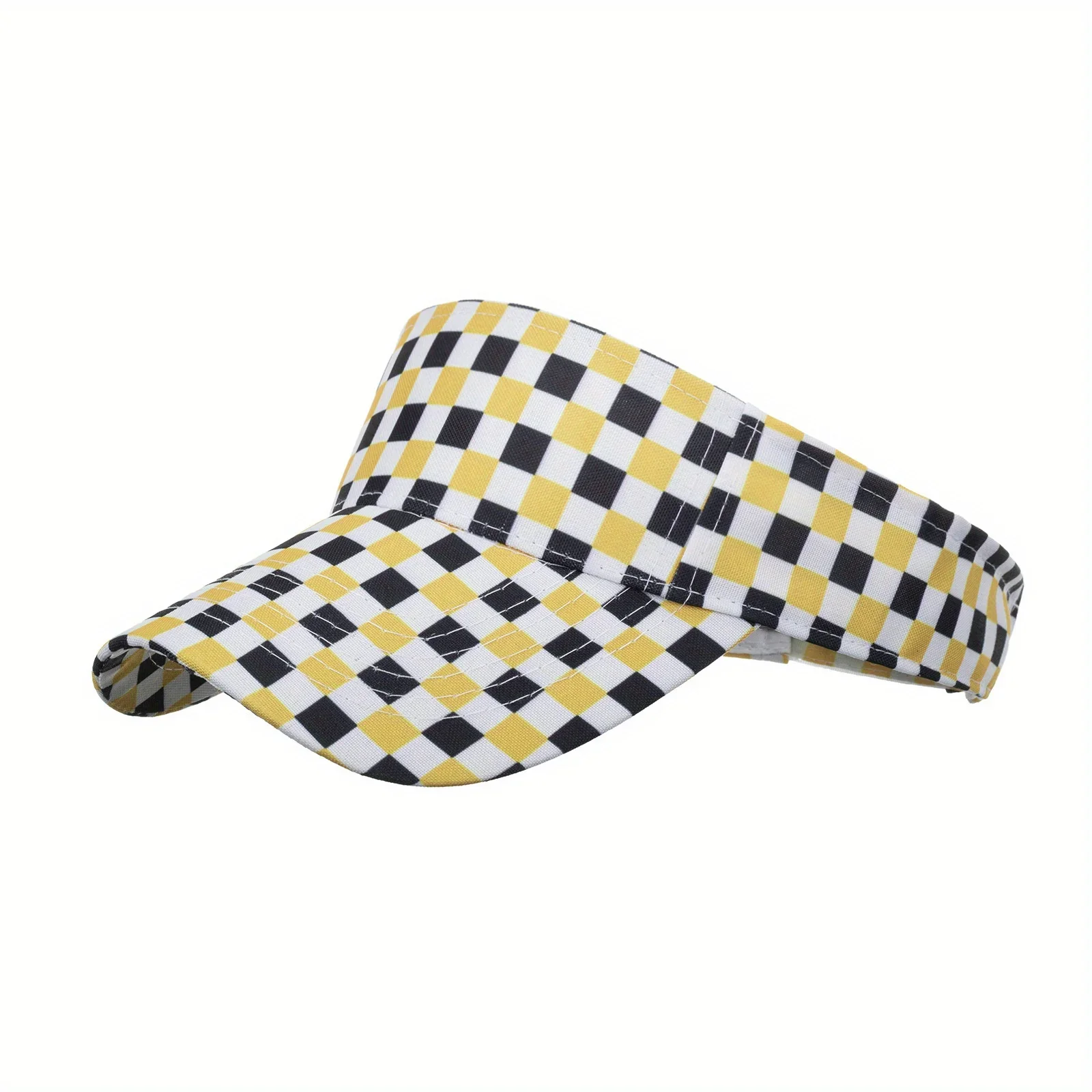 

Breathable Checkerboard Sun Hat Open Top Design Ponytail Hole UV Protection Outdoor Sports Cycling Summer Wear