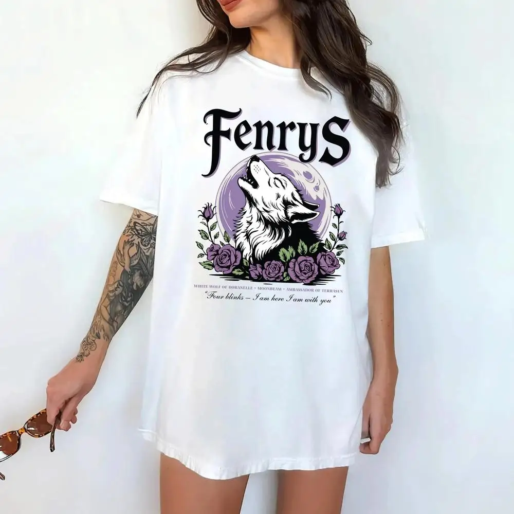 Camiseta con cita de libro de cristal del trono, camiseta con cita de Fenrys, camiseta con texto en inglés "I Am Here I Am With You", camiseta de Sarah J Maas Fandom