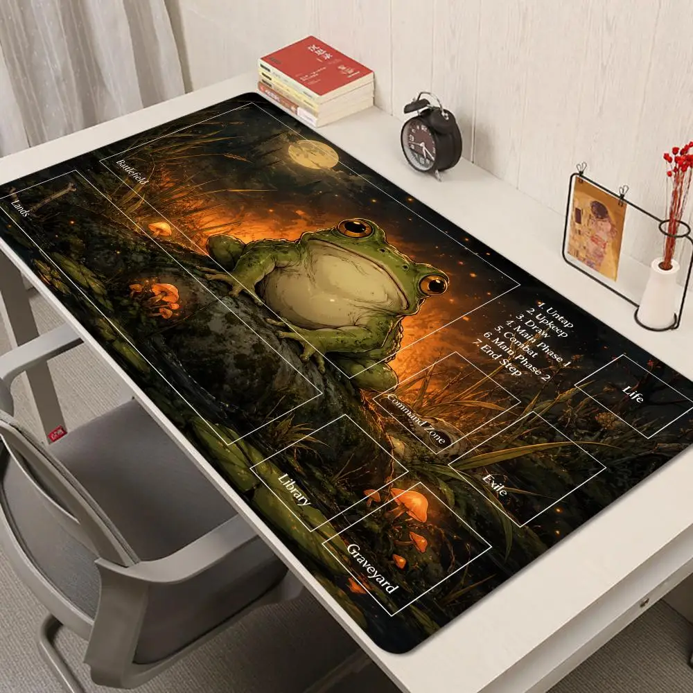 Red Cloak Campfire Adventurer Frog Fantasy Amphibian Art Large Table Playmat Mouse Pad For Gaming Office Decor