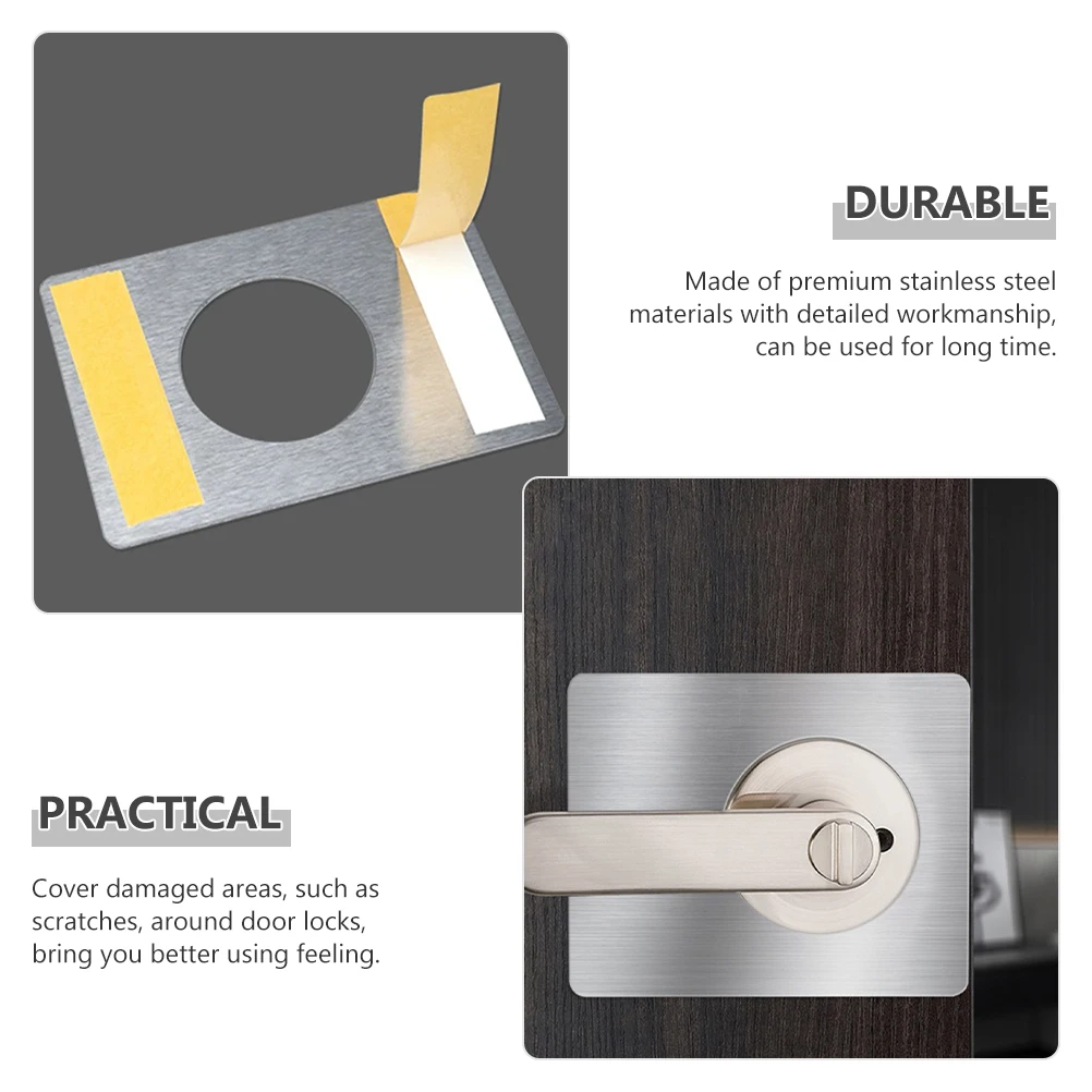 

4pcs Door Repair Board Black Knob Deadbolt Cover Plate H les Adjustable Reinforcement Stainless Steel Door Strike