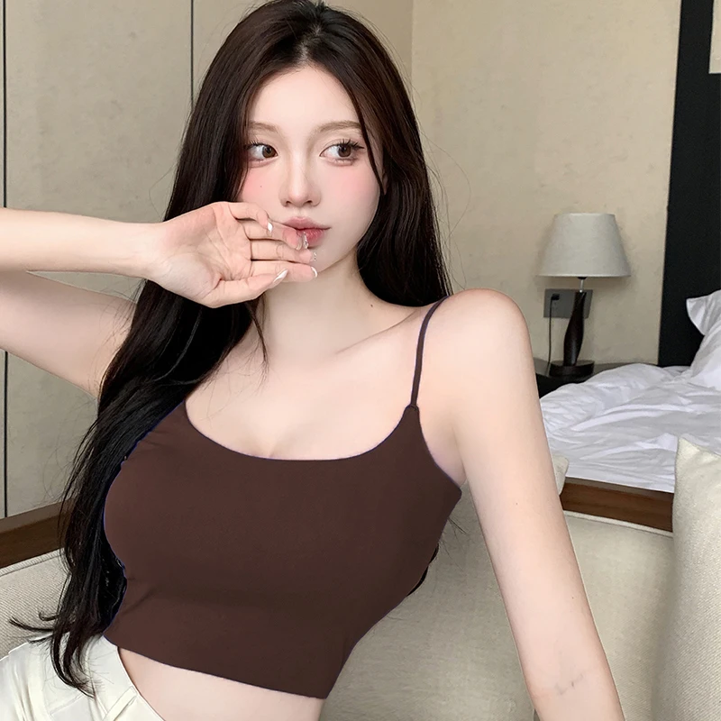 Women\'s Camisole Slim Fit Sleeveless Tank Top Lightweight Crop Top Spagetti Strap Casual Base Shirt