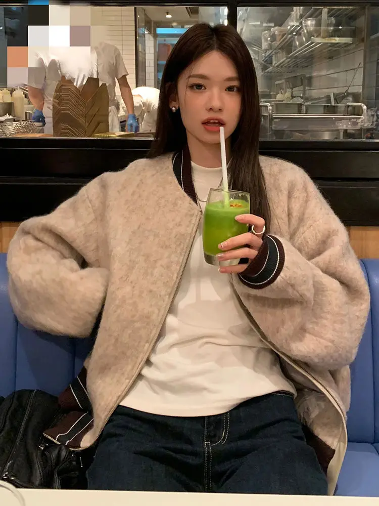 

Spring Women'S Jackets Asymmetrical Longline Yellow Slant Flower Boyfriend Colors Artistic Pile Drop Fuzzy Cuff Short-Length