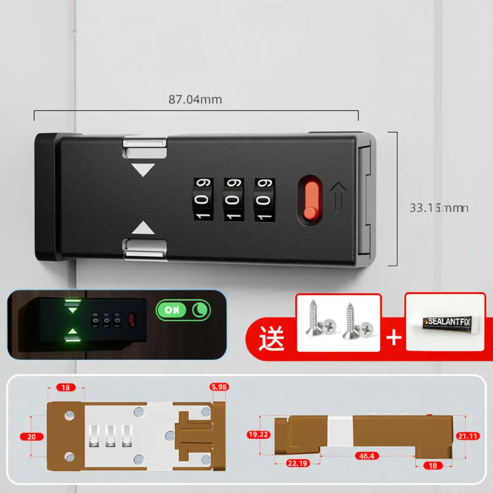 Luminous Door Security Lock Password Bolt For Sliding Furniture Cabinets Privacy Protection Hardware Durable Metal Right Angle