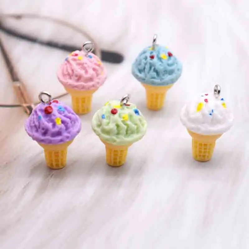 Earring For Women Resin Handmade 16*25mm 3D Food And Play Colorful Ice Cream Cup Cone Charms Drop Earrings Funny Gift