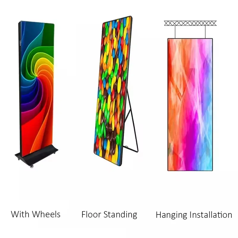 Outdoor P2.5 640×1920mm Portable Floor‑Standing LED Digital Poster, Seamless‑Splicing Display with 4G Control for Retail Adverti