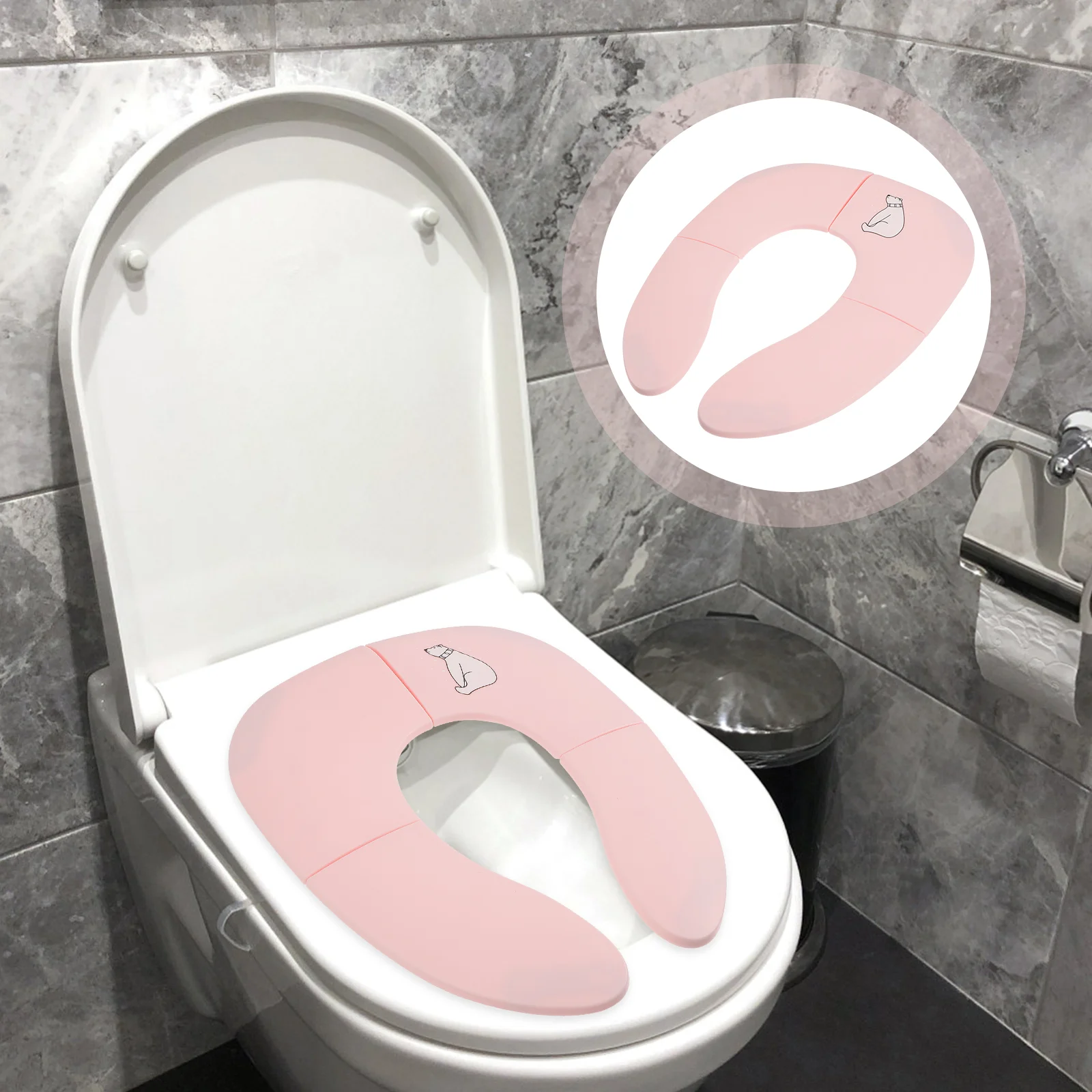 

Kids Toilet Seat Seats Universal Pad Cushion Bedpan Bathroom Supply Cover Child Pink Folding Toddler Baby