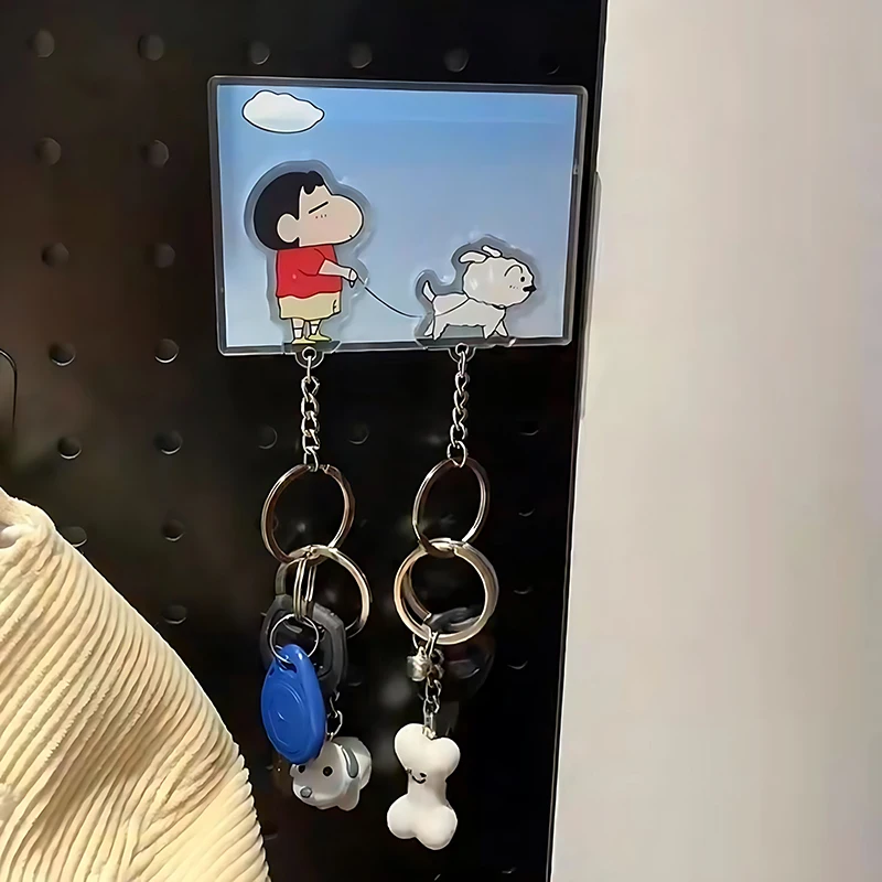 Crayon Shin-Chan Keychain Kawaii Anime Cute Cartoon Knapsack Pendant Family Lovers Keychain Storage Rack Toys Girls Gifts