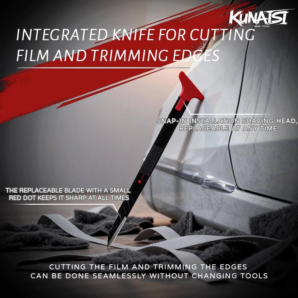 Kit de Ferramentas para Instalação de Película Automotiva KUNAISI com Estilete de Precisão Red Dot, Cortador de Papel de Parede de 30 Graus e Lâmina Destacável para Acabamento de Bordas