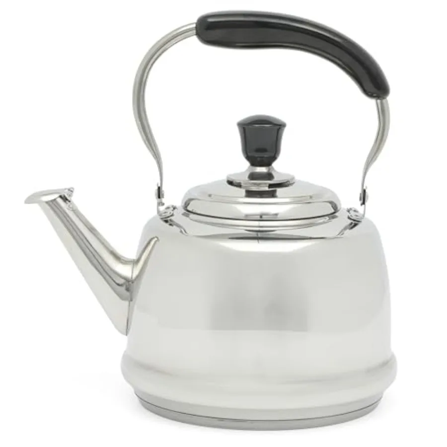 

Kingstree Large 2 Qt Tea Kettle Heavy Gauge Durable Whistling Tea Kettle for Stove Top Easy Pour Classic Design
