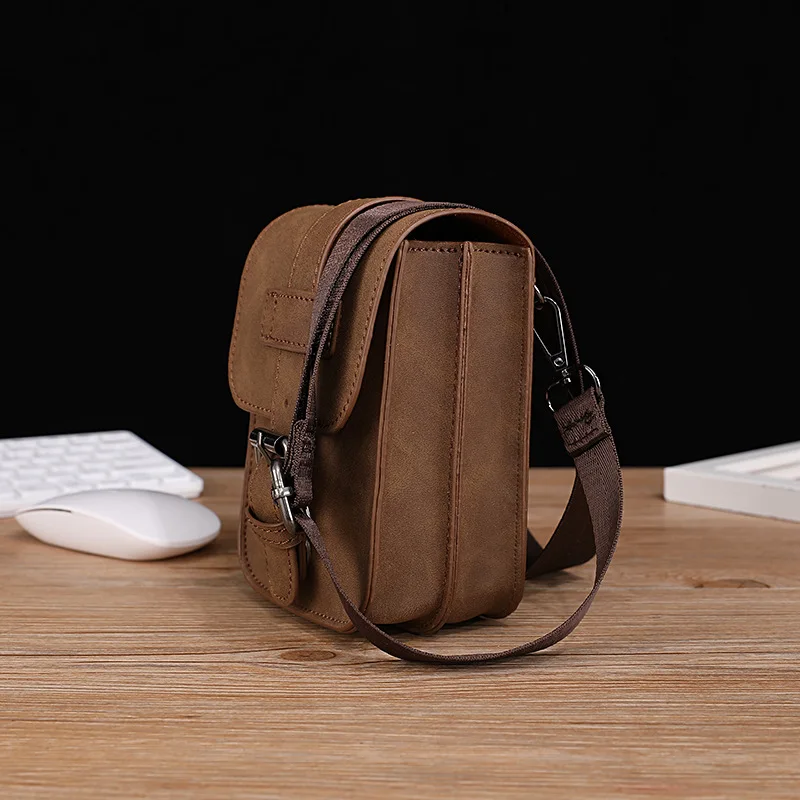 New Trend Small Bag For Men Women Leather Sling Shoulder Crossbody Bag Mobile Phone Bags Purse Male Card Wallet Fanny Waist Bags