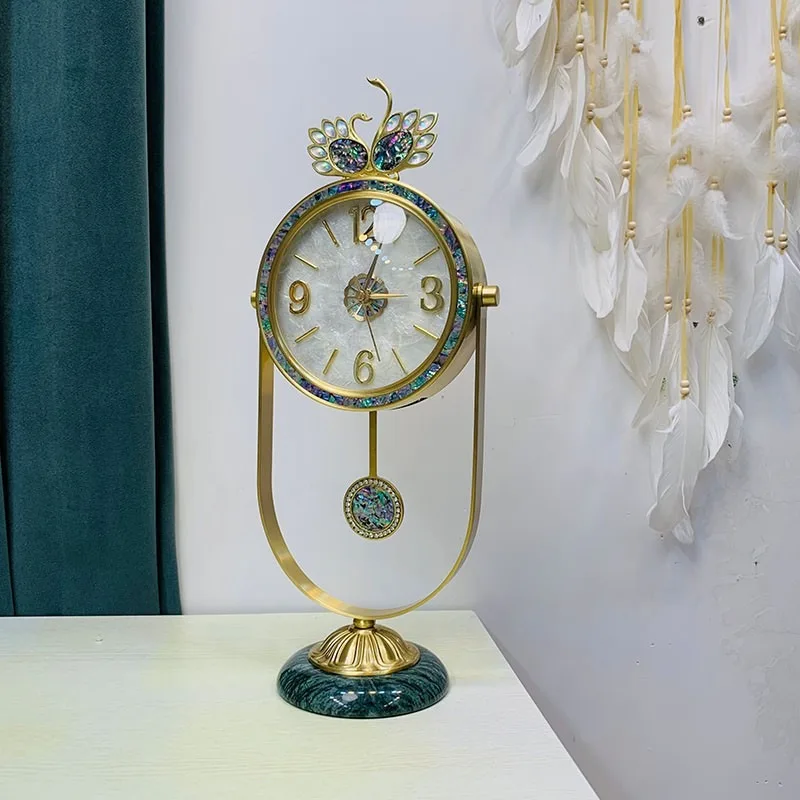 Shell Table Clock Luxury Silent Desk Clock Bedrooms Retro Desktop Clocks Aesthetic Pendulum Clocks Interior Home Decoration