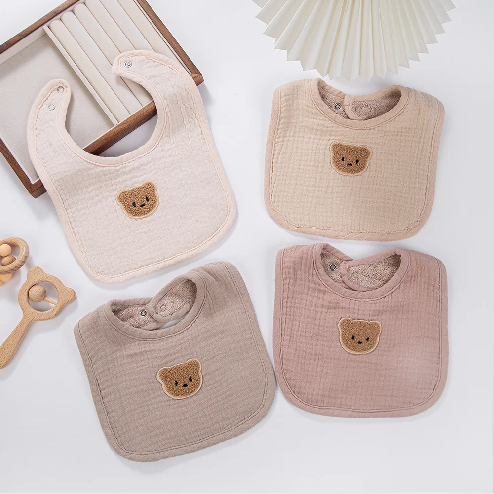 لطيف الدب الشاش القطن الطفل المرايل منشفة لعاب الأطفال U-جيوب ماصة الكورية الأطفال أطفال بنين بنات عصابات تغذية ملابس التجشؤ