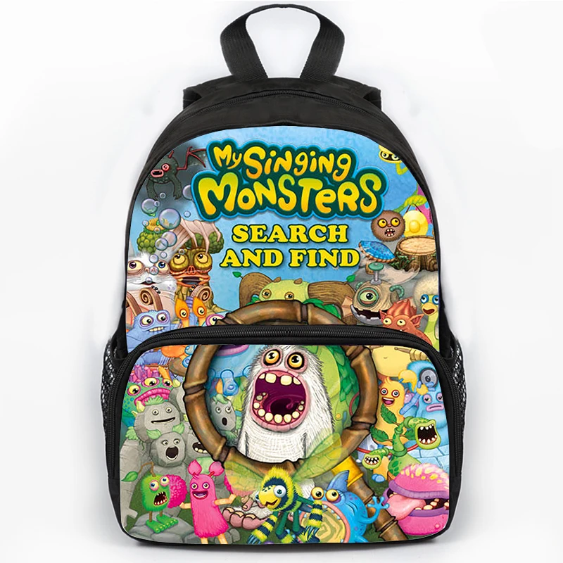 Waterproof Game My Singing Monsters Backpack, Mochila Escolar para Meninas e Meninos, Estudantes Travel Bag, Canvas Esporte Mochilas, 16\